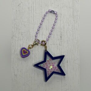 Glitter Filled Shaker Star and Rainbow Heart Small Keychain/Bag Charm